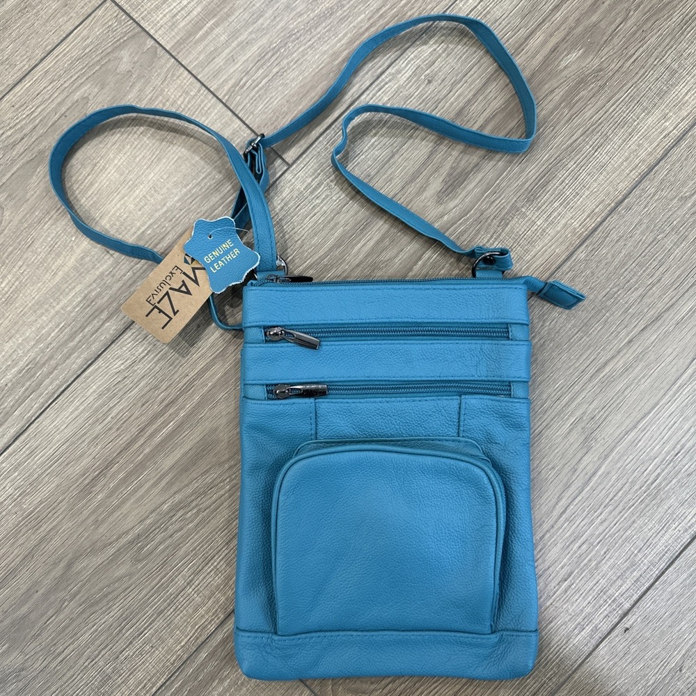 Teal MAZE Exclusive Live Your Life Leather Crossbody Purse NWT 10.5x7.5
